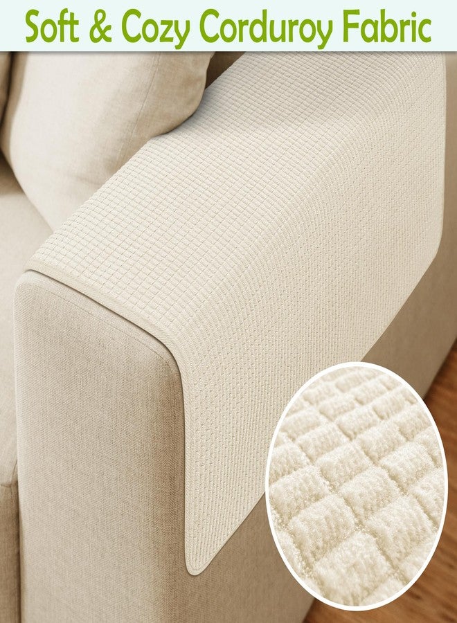 LovoGemy Couch Arm Covers, Sofa Arm Covers, Waterproof Armrest Cover for Sofa, Armchair, Loveseat, Non-Slip Recliner Arm Cover, Sofas Headrest Cover, Arm Chair Covers Set of 2 (Beige, 24"×20") - Image 5